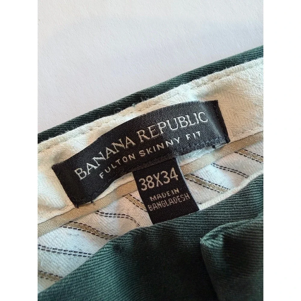 Banana Republic Fulton Skinny Fit Mens 38x34 Emerald Green Chino‎ Pants